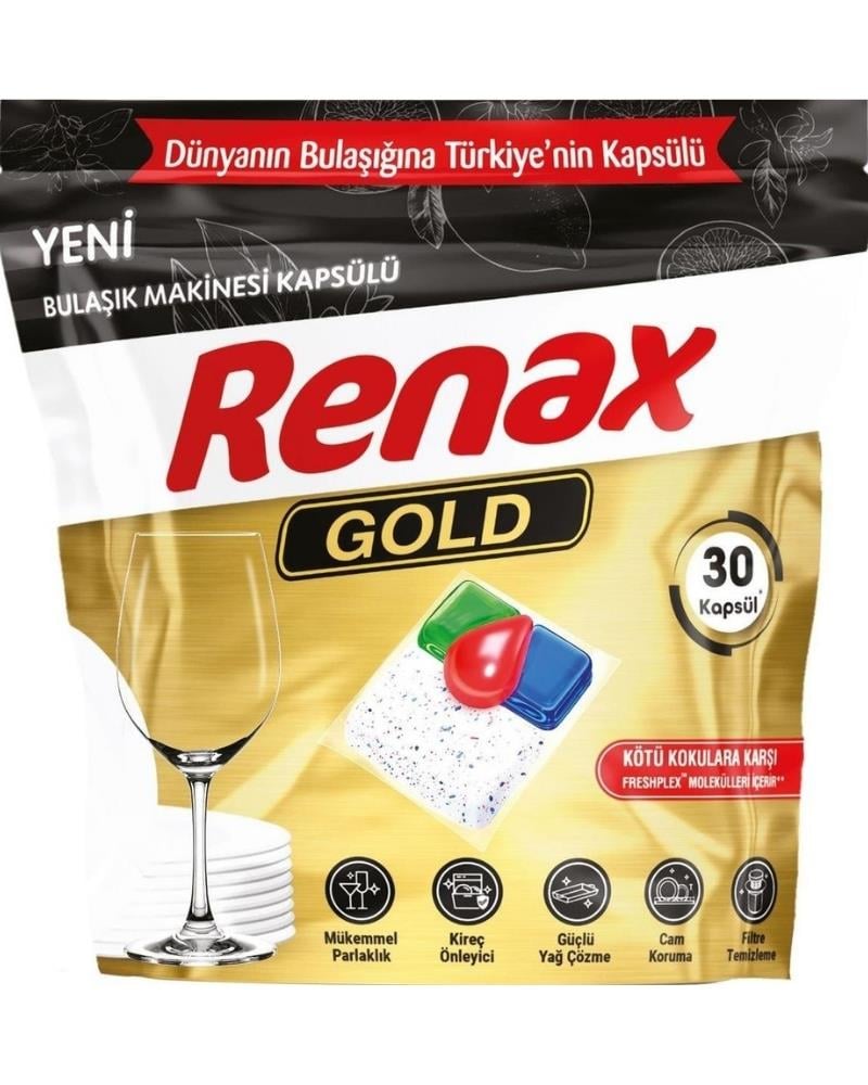 RENAX Gold Bulaşık Makinesi Kapsülü Hepsi Bir Arada 30 Lu