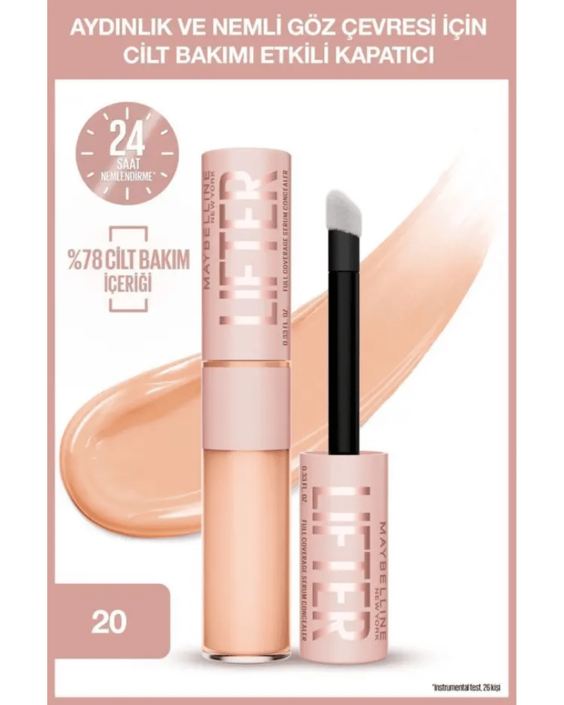 Maybelline New York Lifter Kafein ve Peptitler İçeren Nemlendiren ve Aydınlatan Kapatıcı - 20