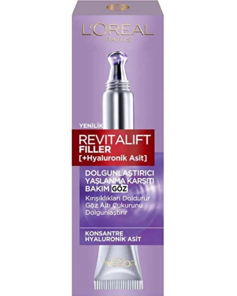 LOreal Paris Revitalift Filler Dolgunlaştırıcı Yaşlanma Karşıtı Göz Bakım Kremi 15ml -Hyaluronik Asit
