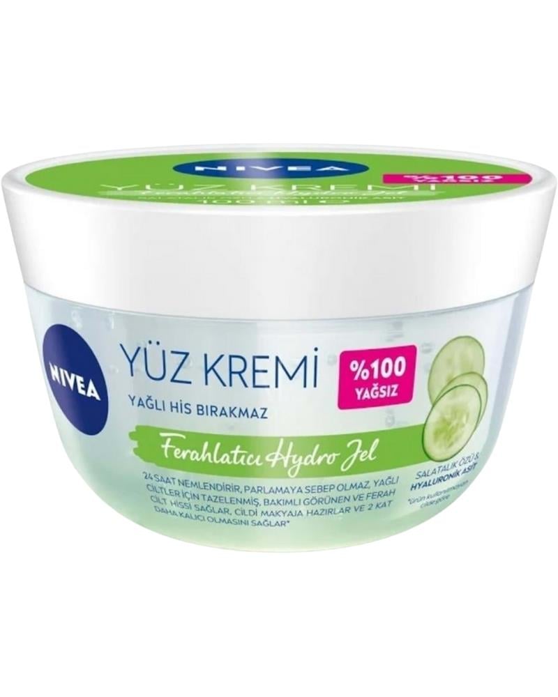 NIVEA Ferahlatıcı Hydro Jel Yüz Bakım Kremi 100ml, Hyaluronik Asit,