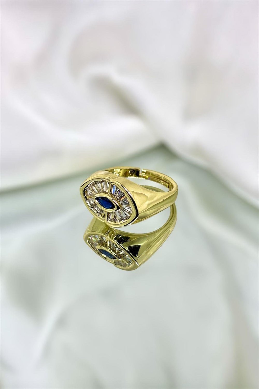 Mavi Göz Baget Taş Detaylı Ayarlanabilir Yüzük