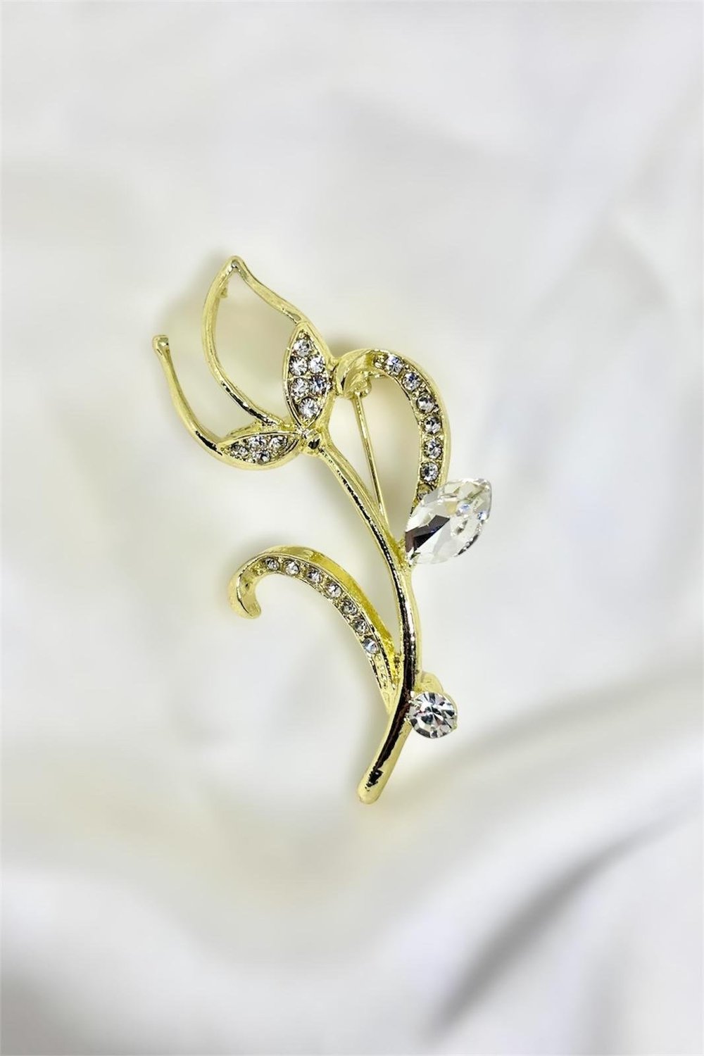Zirkon Taşlı Lale Broş Yaka İğnesi