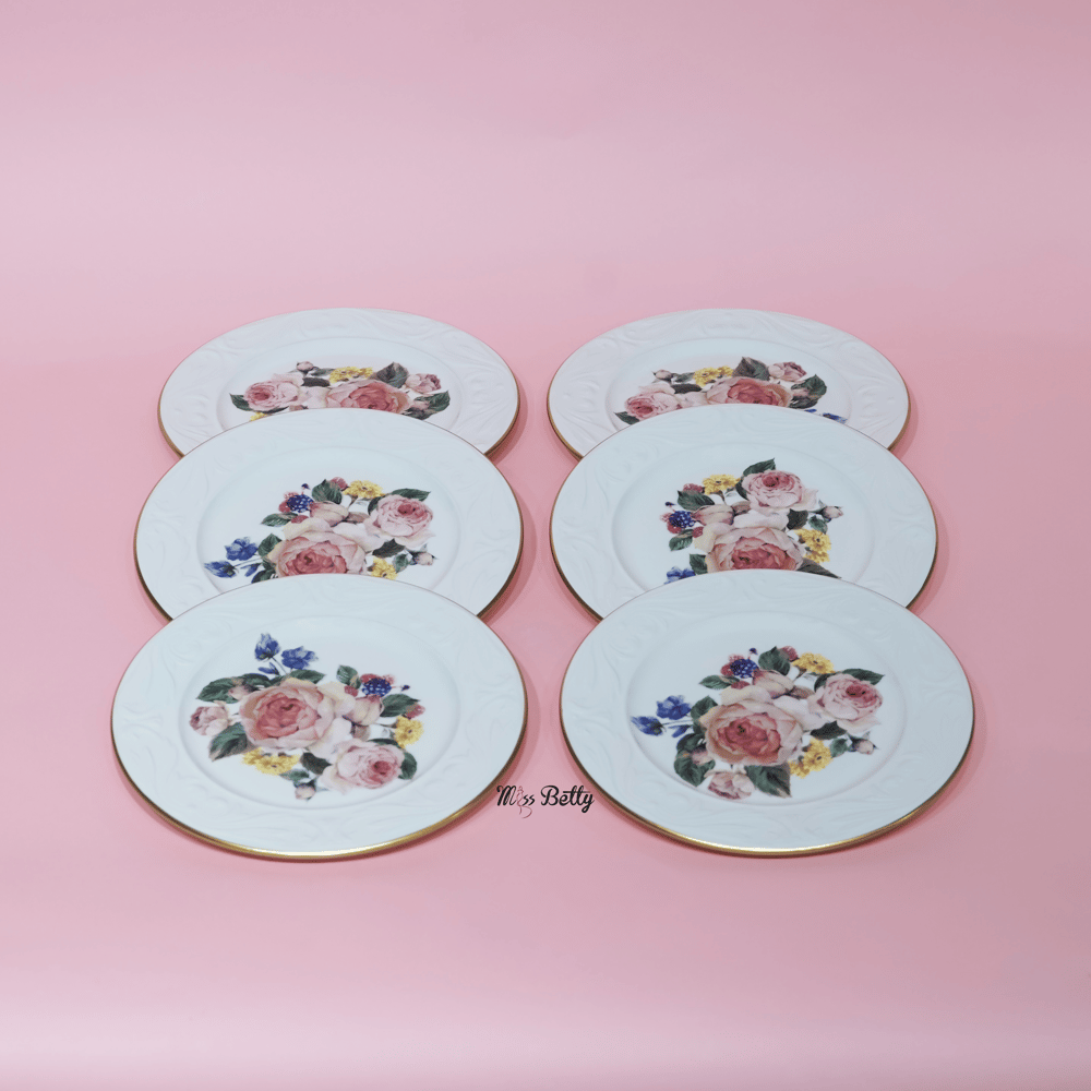 Rose Deluxe Porselen 6'lı Pasta Tabağı