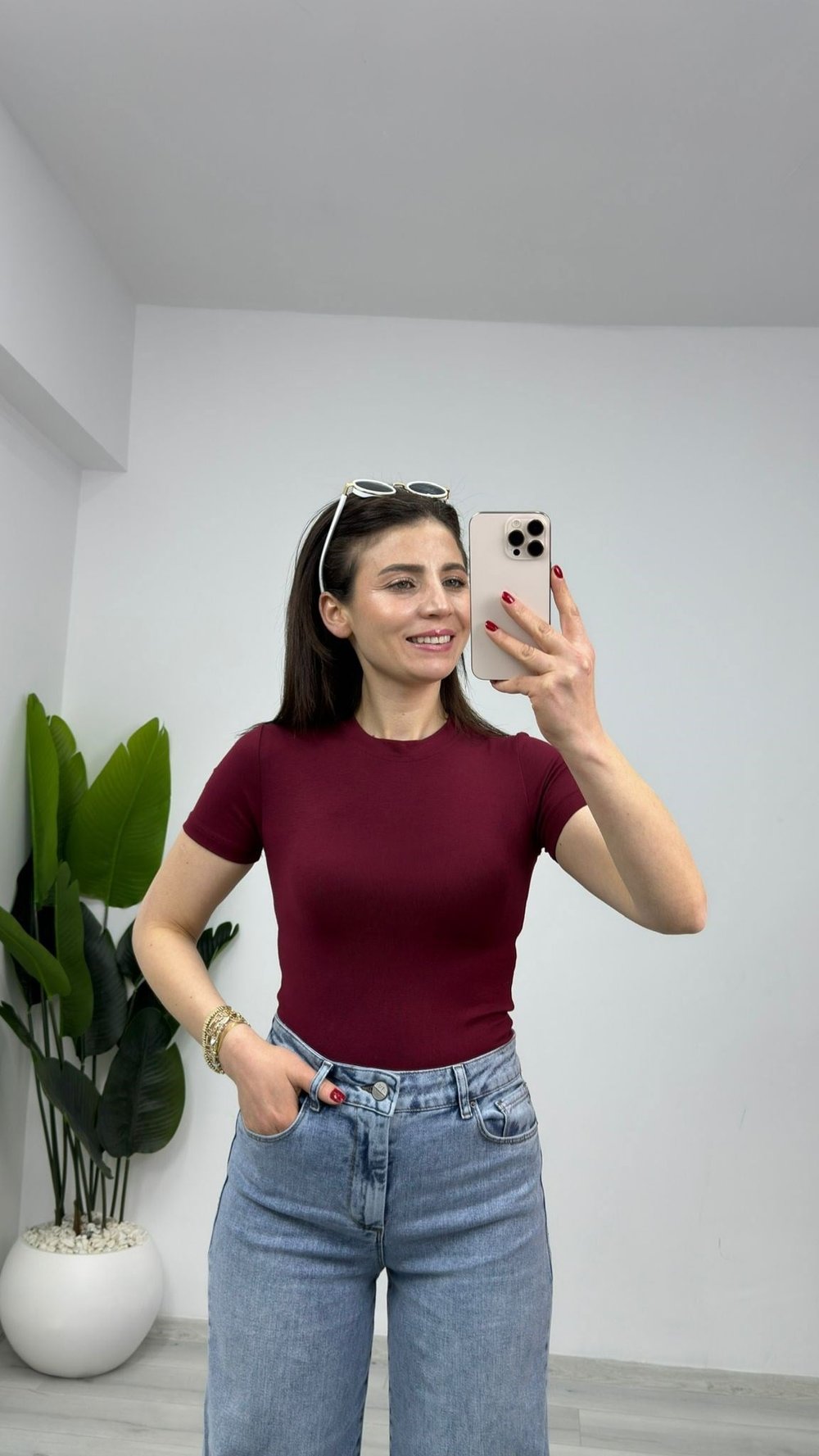 0135 Ultra Esnek Pamuklu Modal Badi Bordo