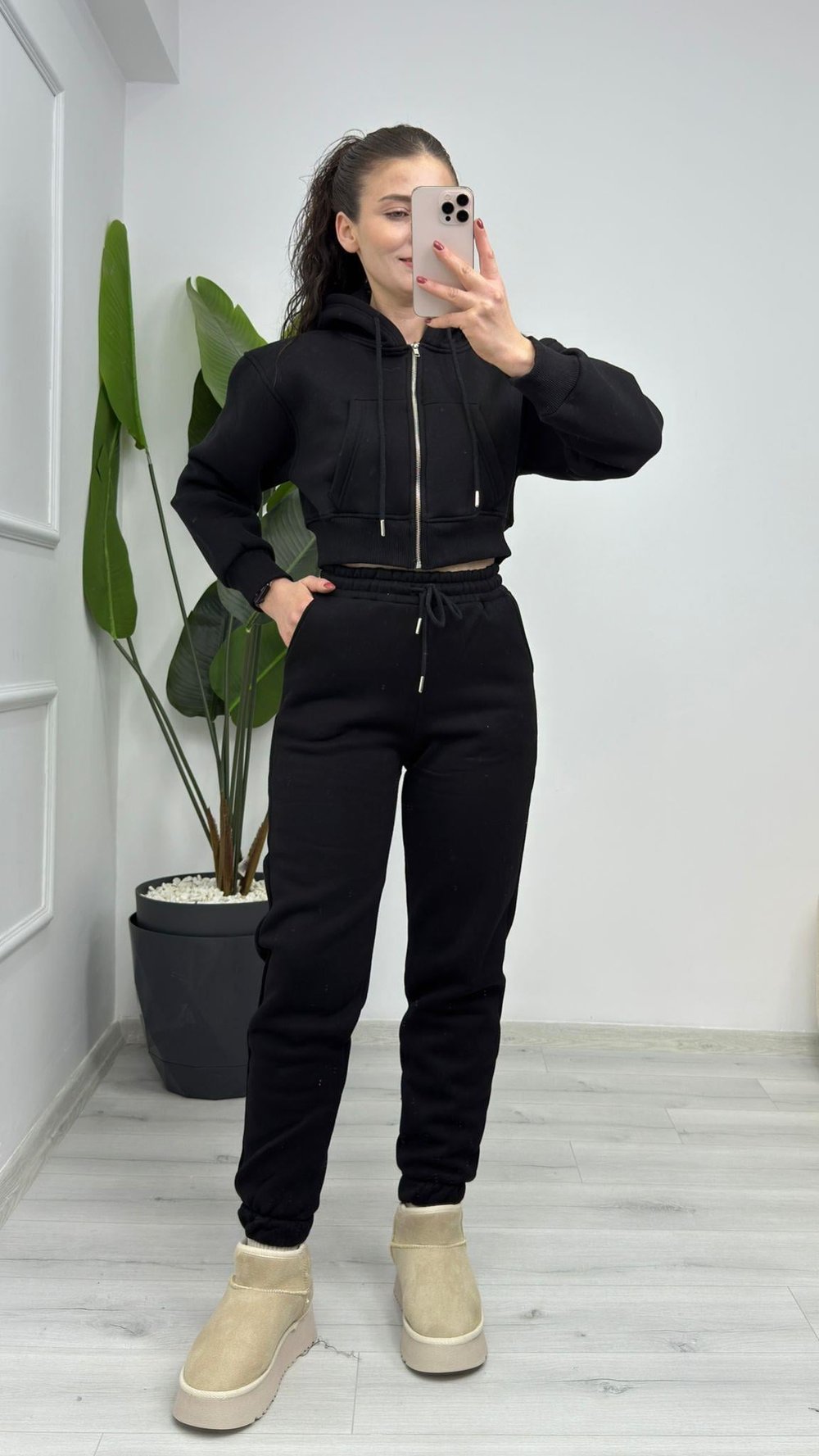 1005 Üç İplik Şardonlu Jogger Siyah