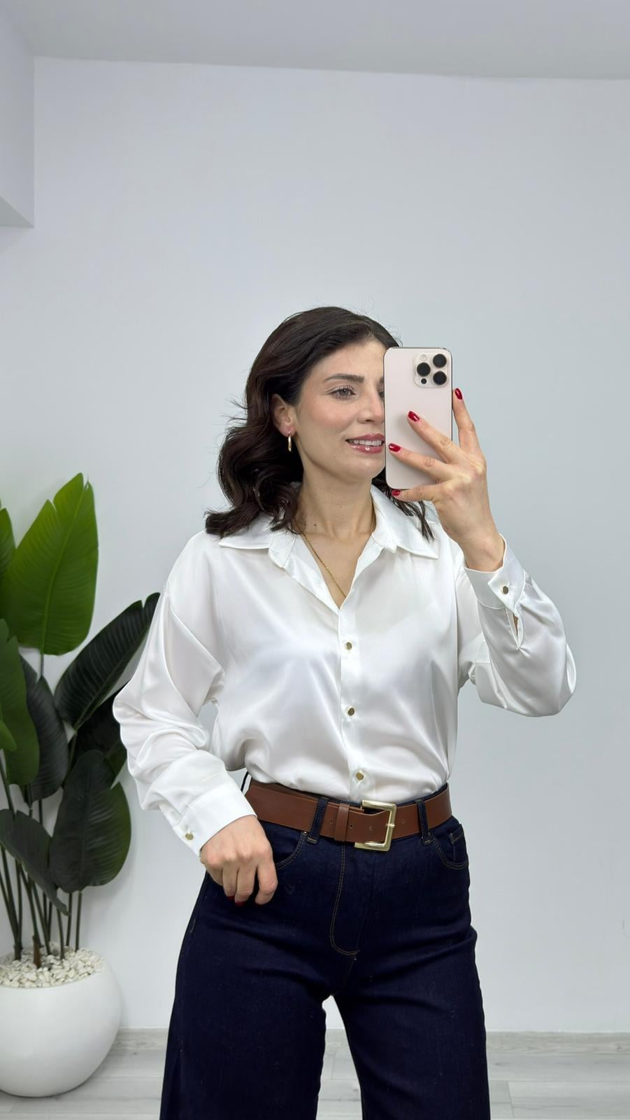 1811 Saten Gömlek Ekru