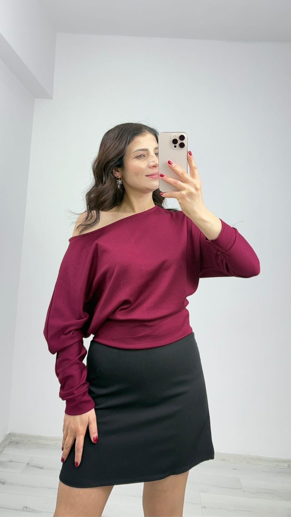 2540 Omuz Detaylı Bluz Bordo