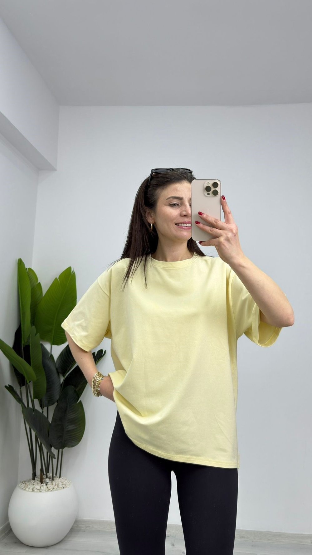 3300 Oversize Basic Tshirt Bebe Sarı