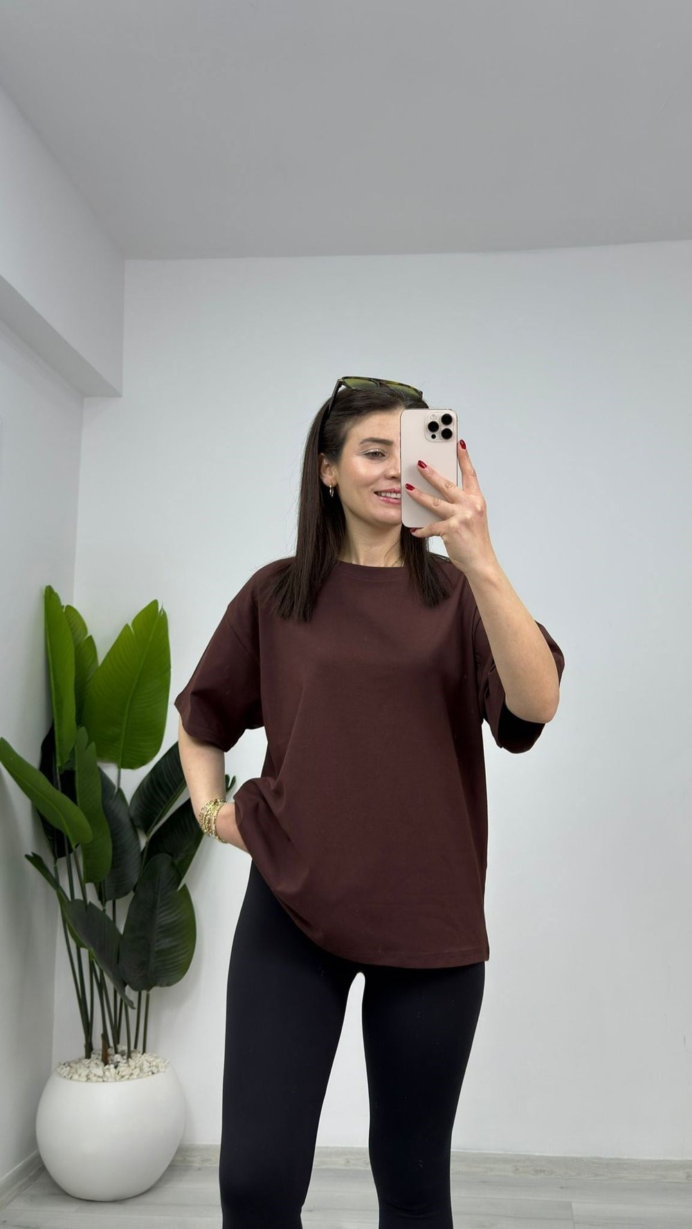 3300 Oversize Basic Tshirt Kahverengi