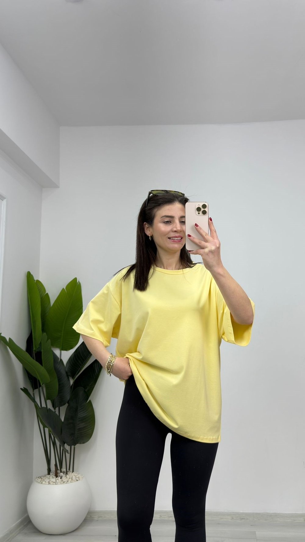 3300 Oversize Basic Tshirt Sarı