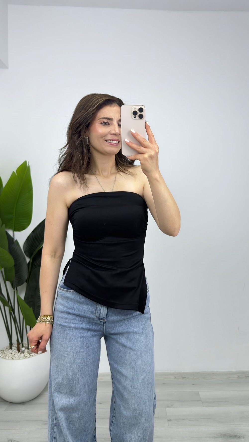 4273 Straplez Asimetrik Büstiyer Siyah