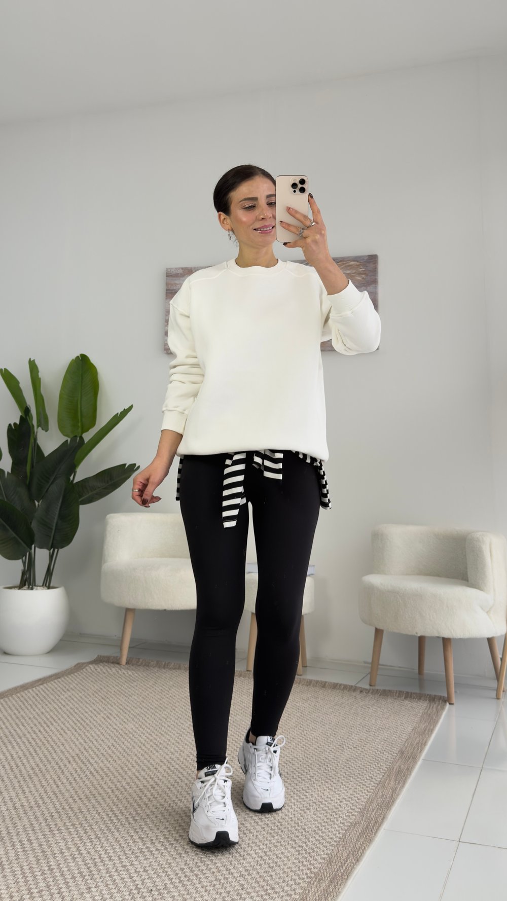 7912 Basic Şardonlu Sweatshirt Ekru