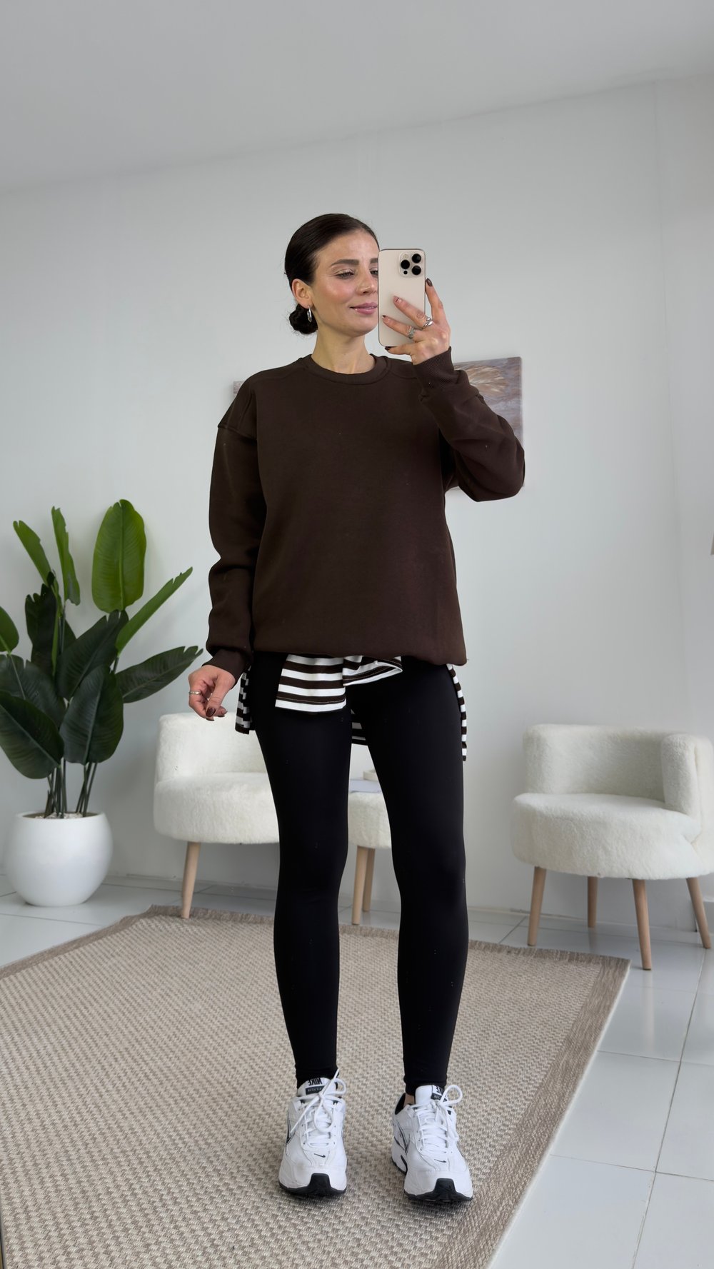 7912 Basic Şardonlu Sweatshirt Kahverengi