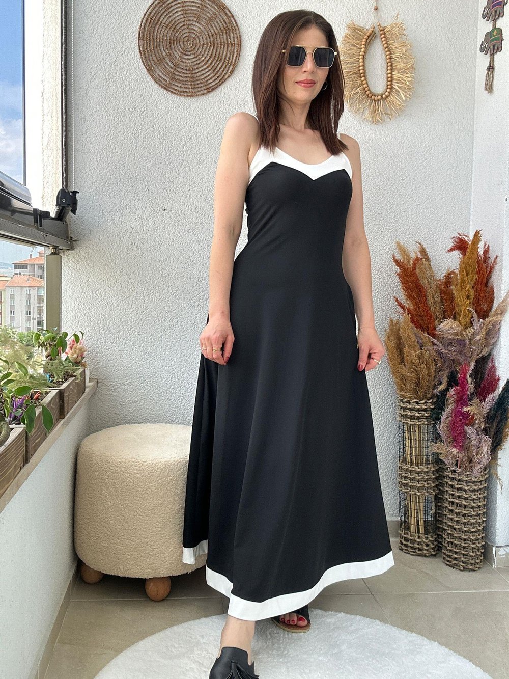 ASKILI ŞERİT DETAYLI SCUBA KUMAŞ ELBİSE