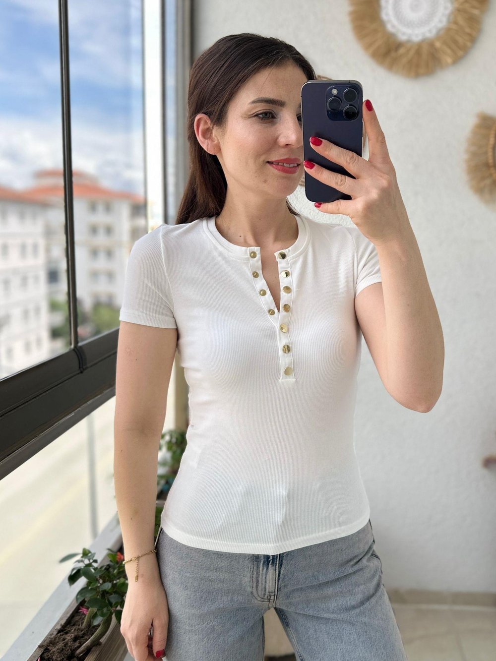 GOLD ÇIT DETAYLI ESNEK BLUZ