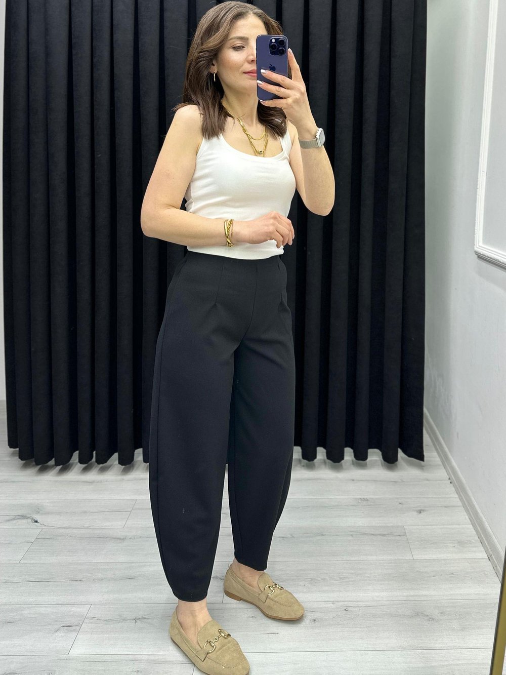 KREP KUMAŞ BEL LASTİKLİ BALON PANTOLON