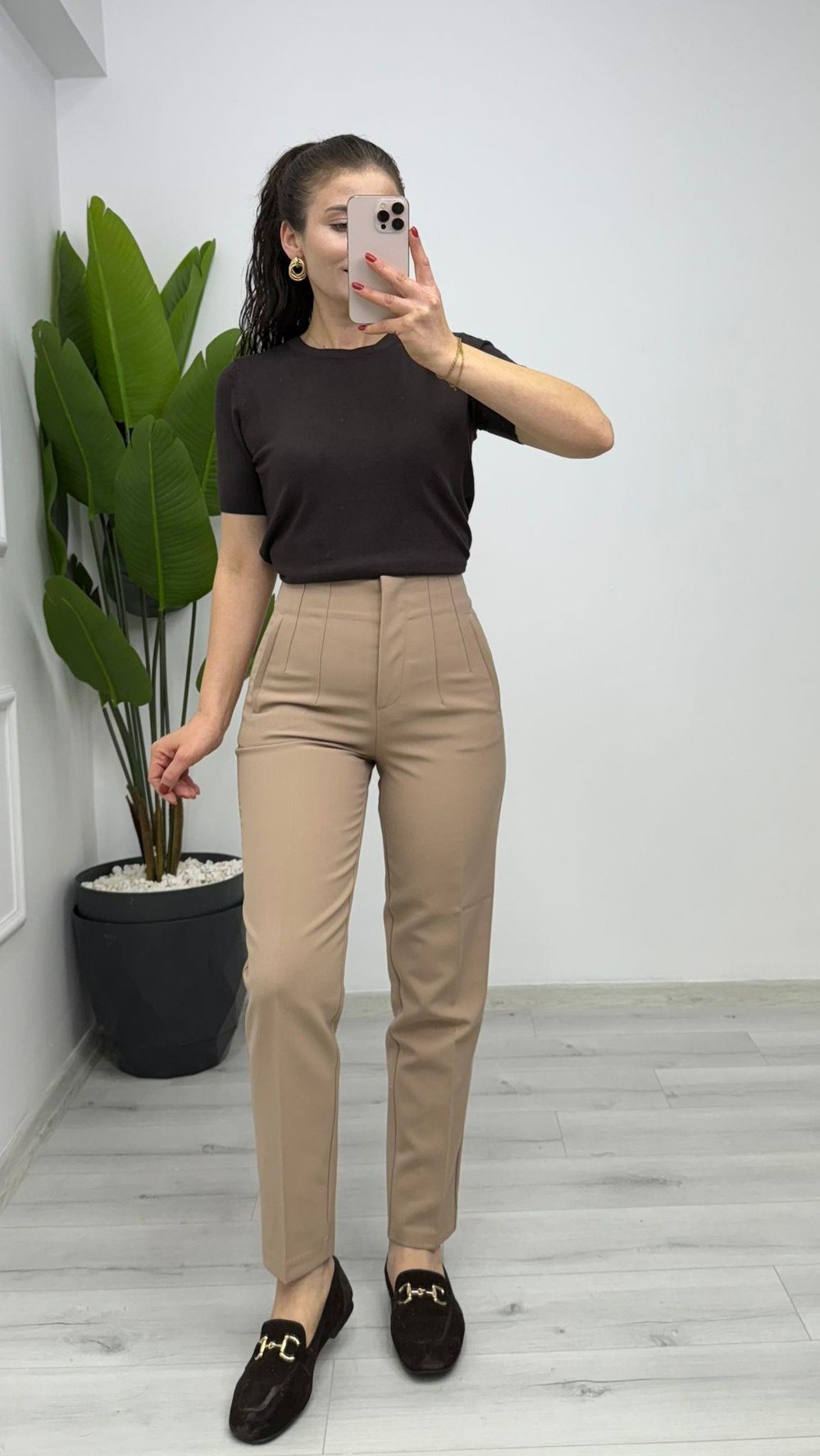 ÖNÜ FLATOLU HAVUÇ MODEL KUMAŞ PANTOLON