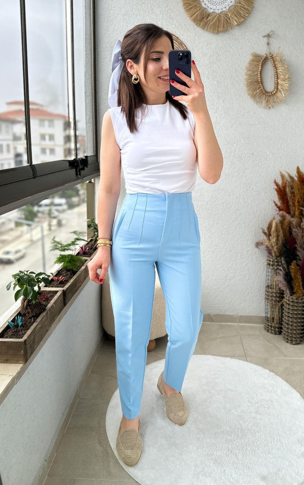 ÖNÜ FLATOLU HAVUÇ MODEL KUMAŞ PANTOLON