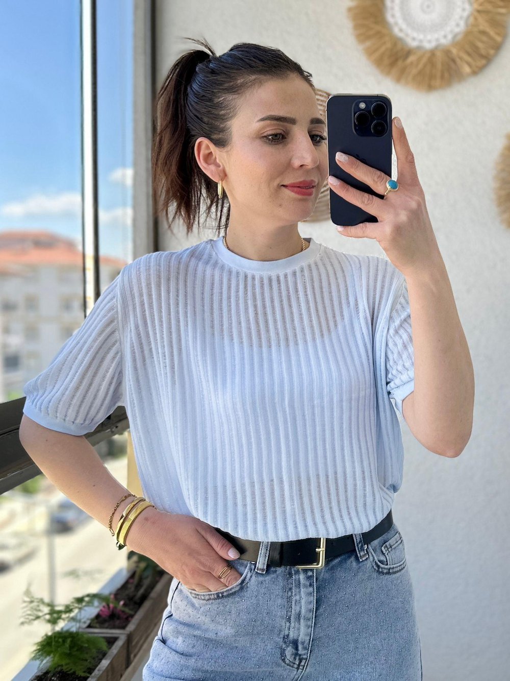 TRANSPARAN GÖRÜNÜMLÜ BATİK BOYAMALI TRİKO