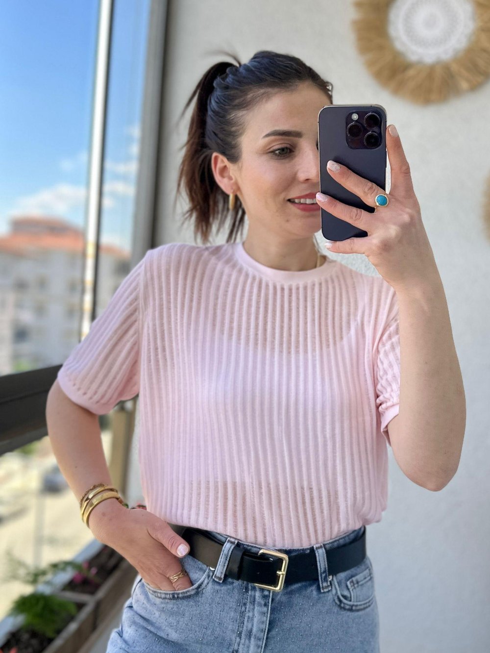 TRANSPARAN GÖRÜNÜMLÜ BATİK BOYAMALI TRİKO