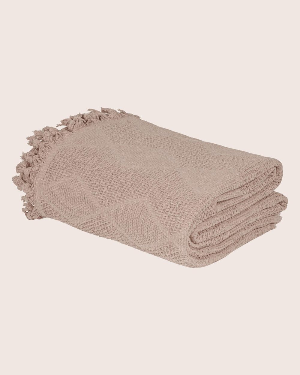 Çift Kişilik Bej Jakar Desen Pamuklu Pike/ 4 Mevsim