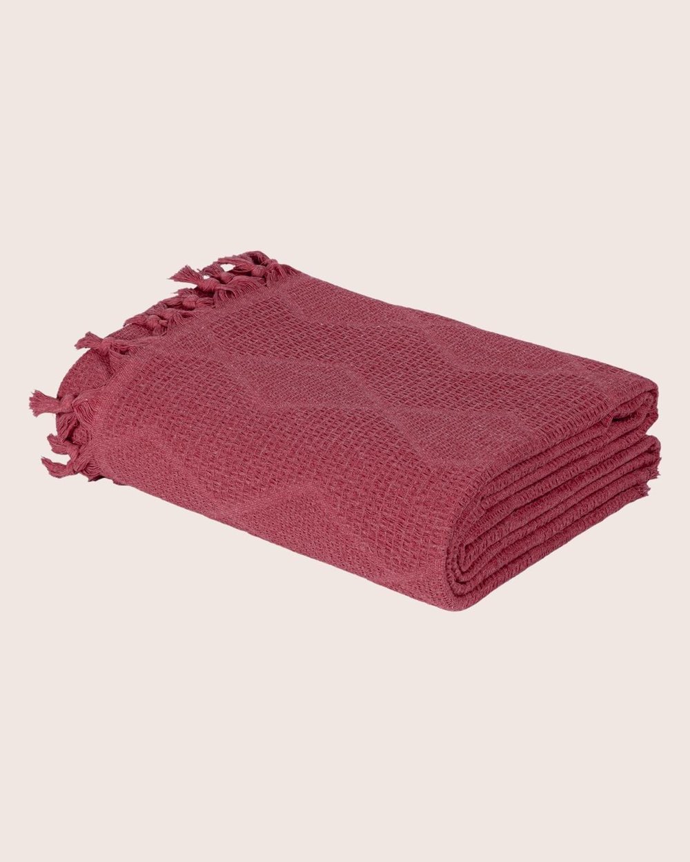 Çift Kişilik Bordo Jakar Desen Pamuklu Pike/ 4 mevsim