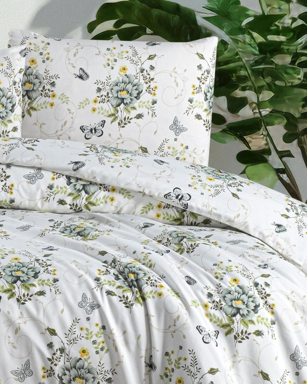 Flora Pamuklu Çift Kişilik Nevresim Takımı