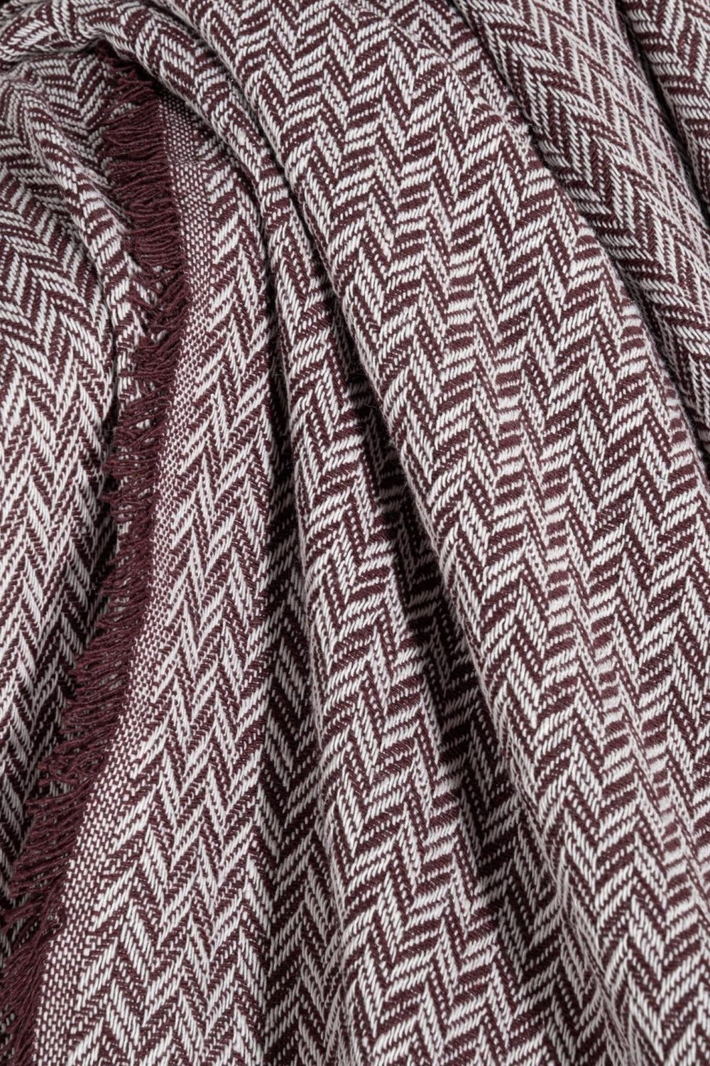 Pamuklu Çift Kişilik Saçaklı Koltuk Şalı Bordo 175x210 cm