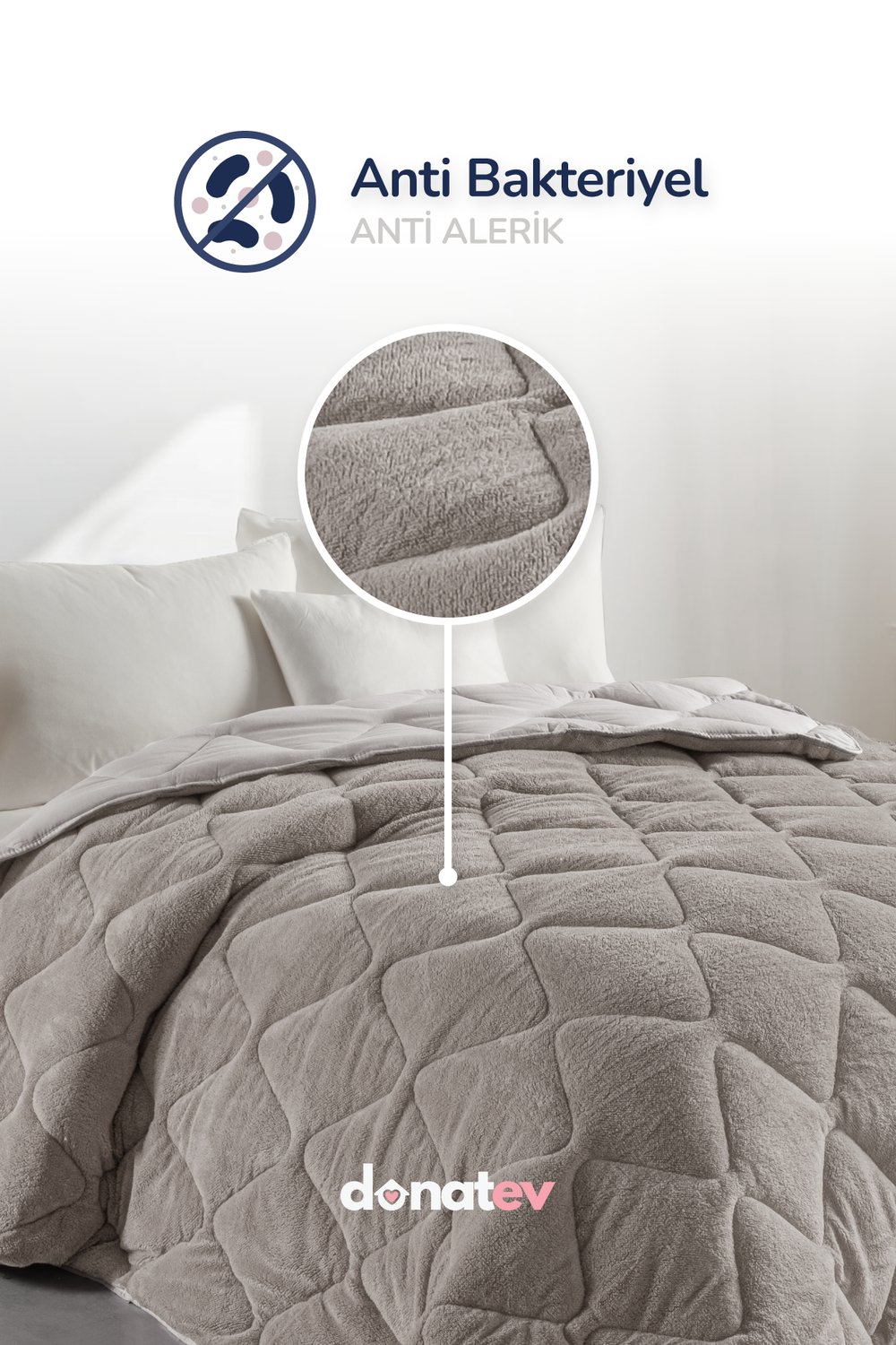 Çift Kişilik Wellsoft Bej Yorgan Seti /195x215 cm