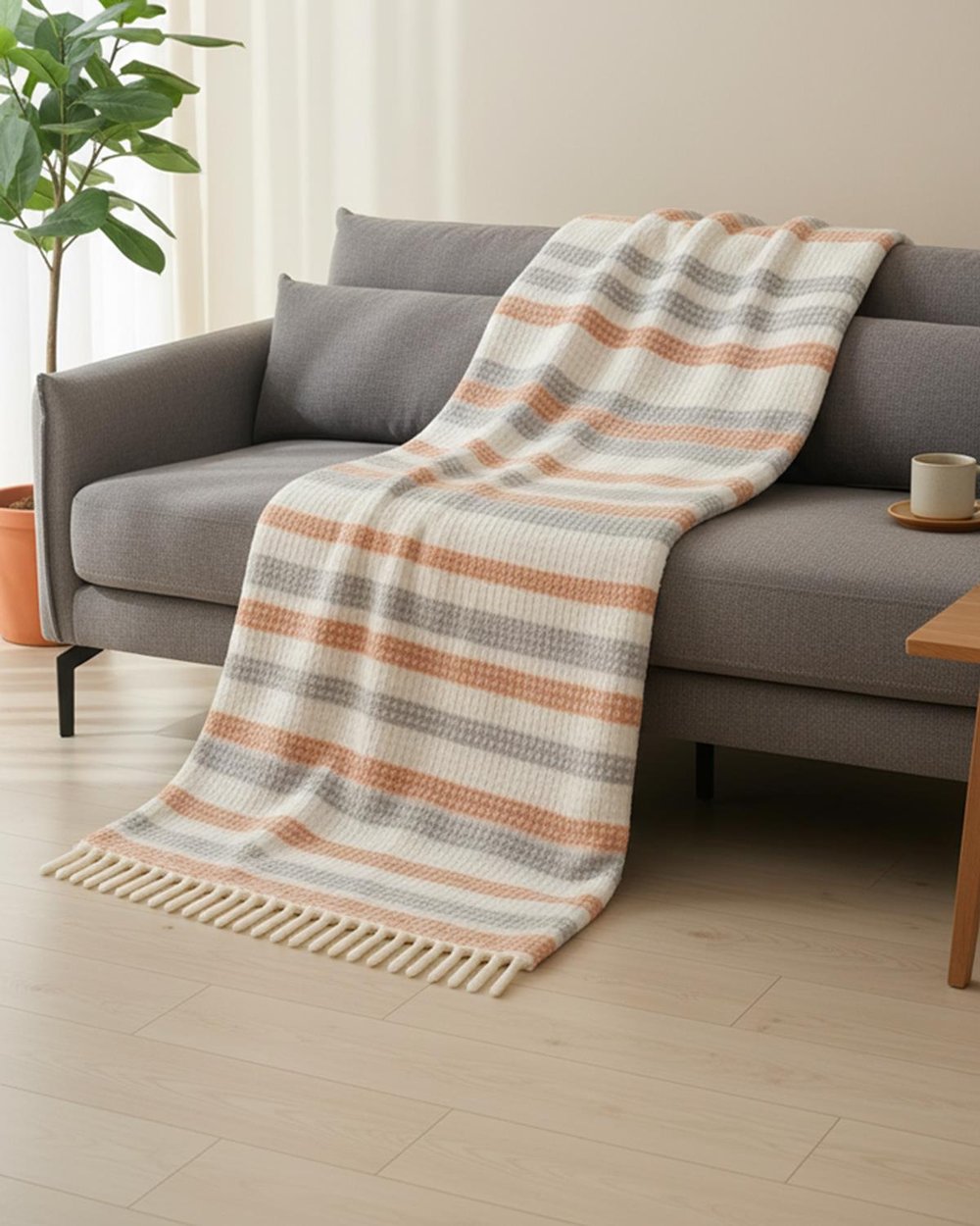 Cozy Life Pamuklu Skoç Tv Battaniyesi 130x170 Cm / Turuncu