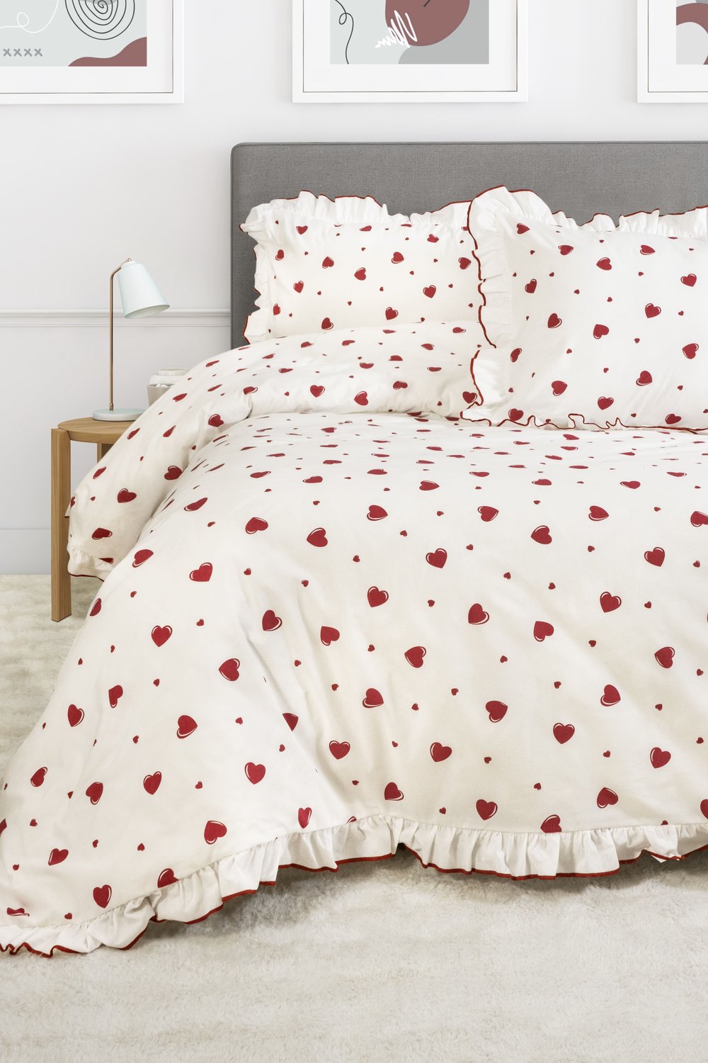 Juliet Premium Kalpli Fırfırlı Çift Kişilik Nevresim Seti / %100 Pamuklu