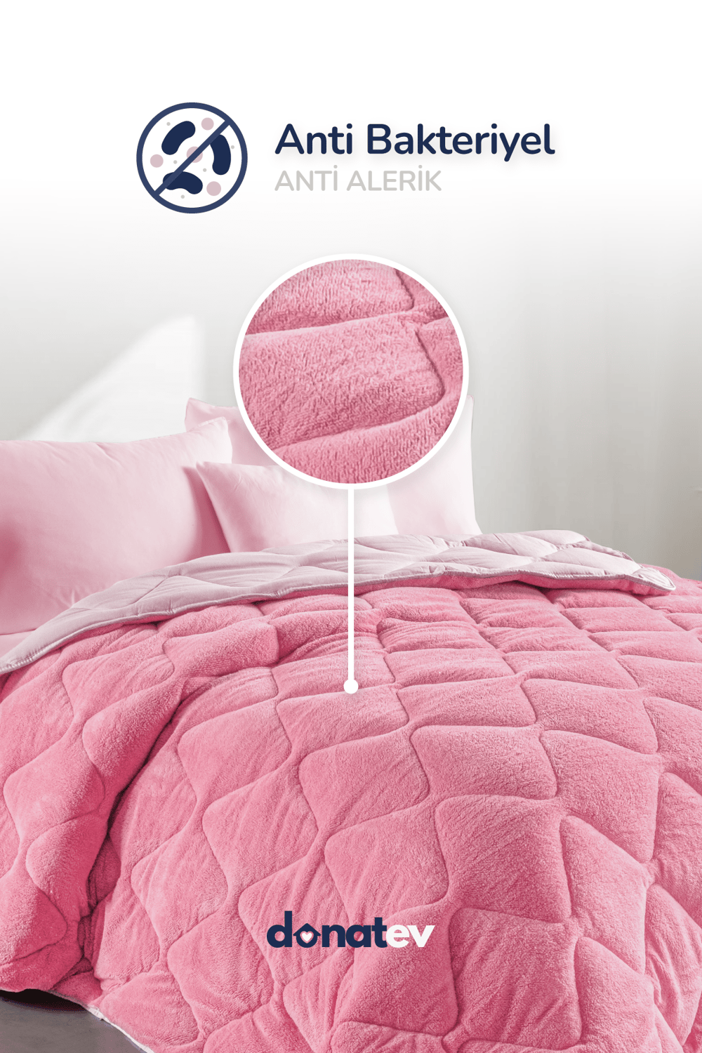 Tek Kişilik Wellsoft Pembe Yorgan Seti /155x215cm
