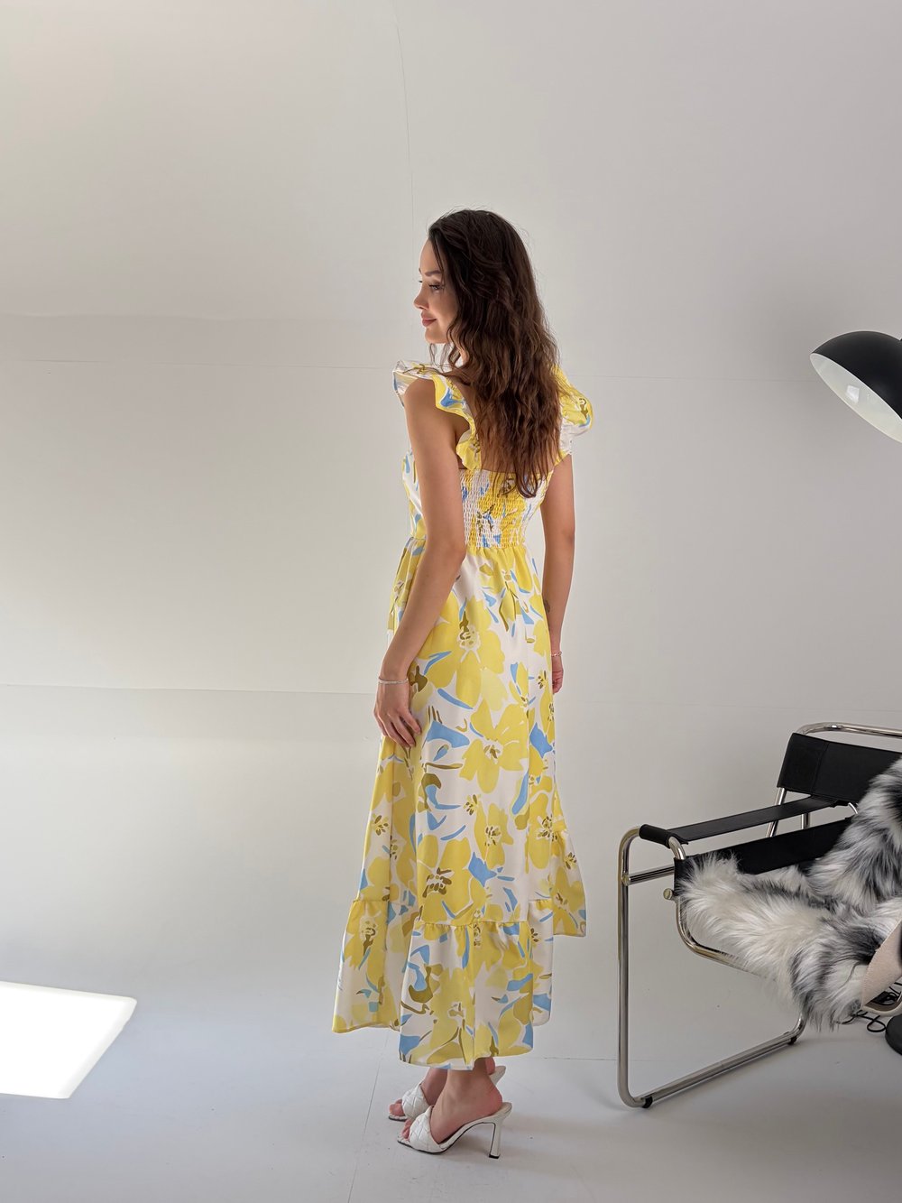 Askılı Eteği Fırfırlı Elbise