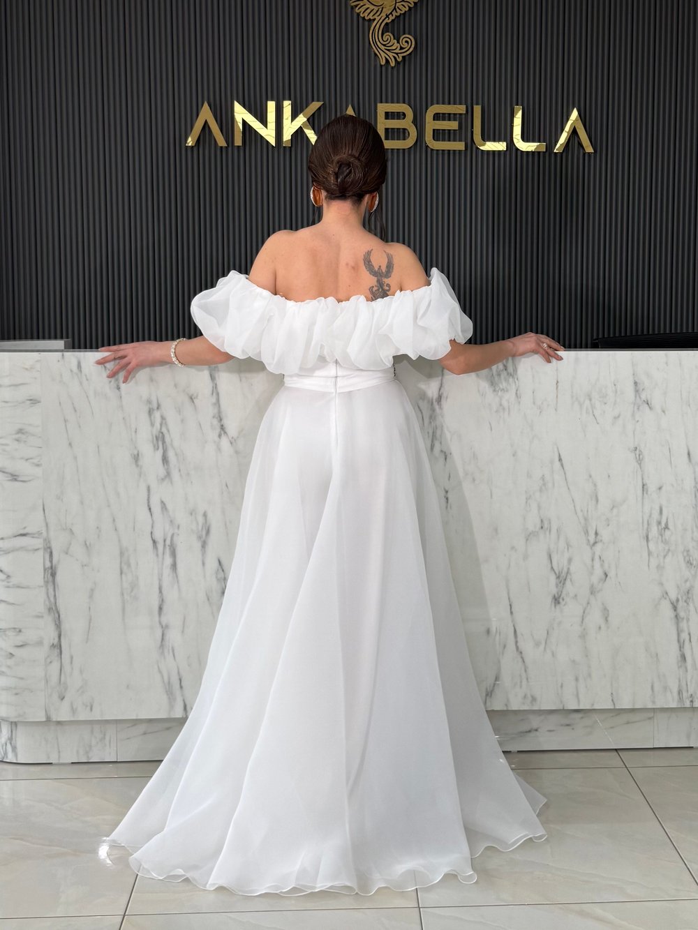 Beyaz Santorini Madonna Abiye