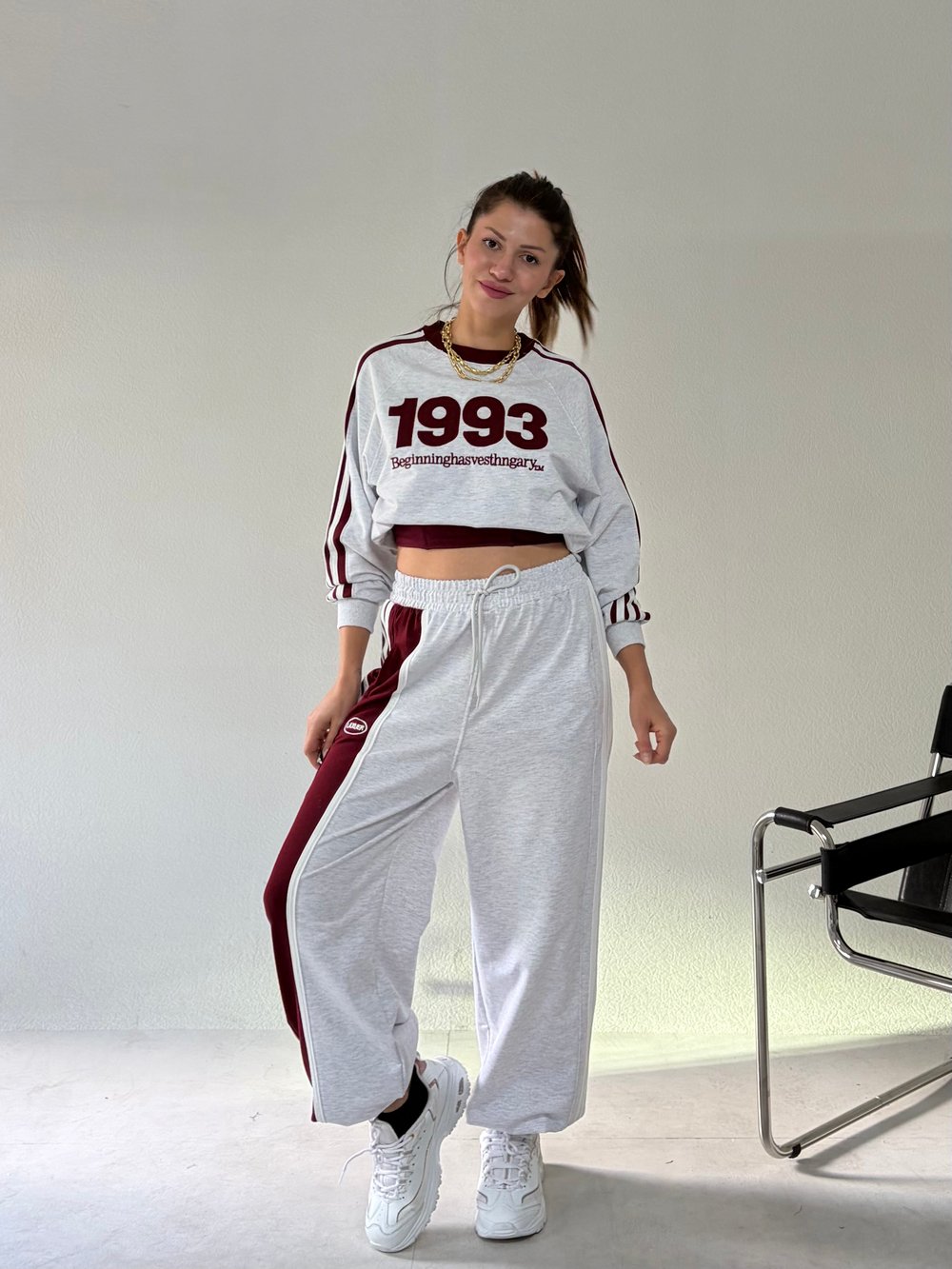 Bordo Uzun Kollu 1993 Baskılı Takım
