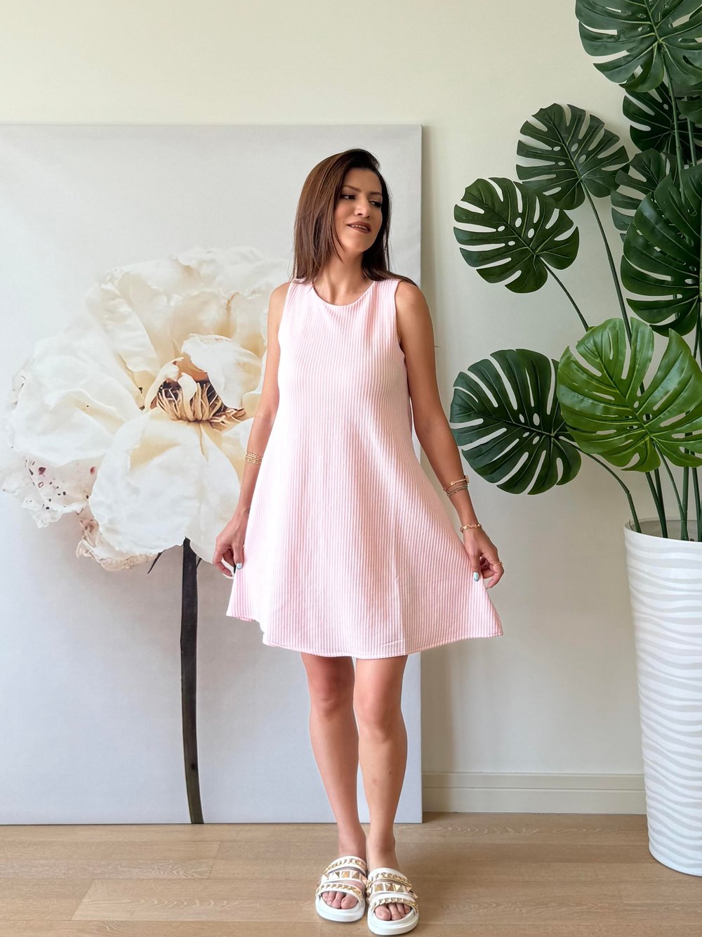 Çizgili Elbise Pembe