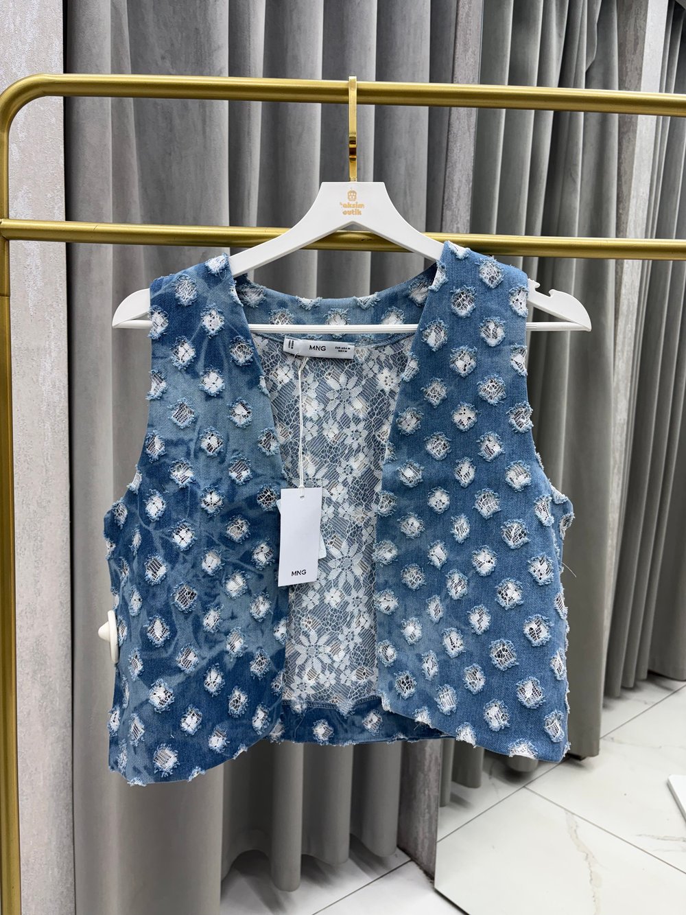 Denim Desenli Yelek