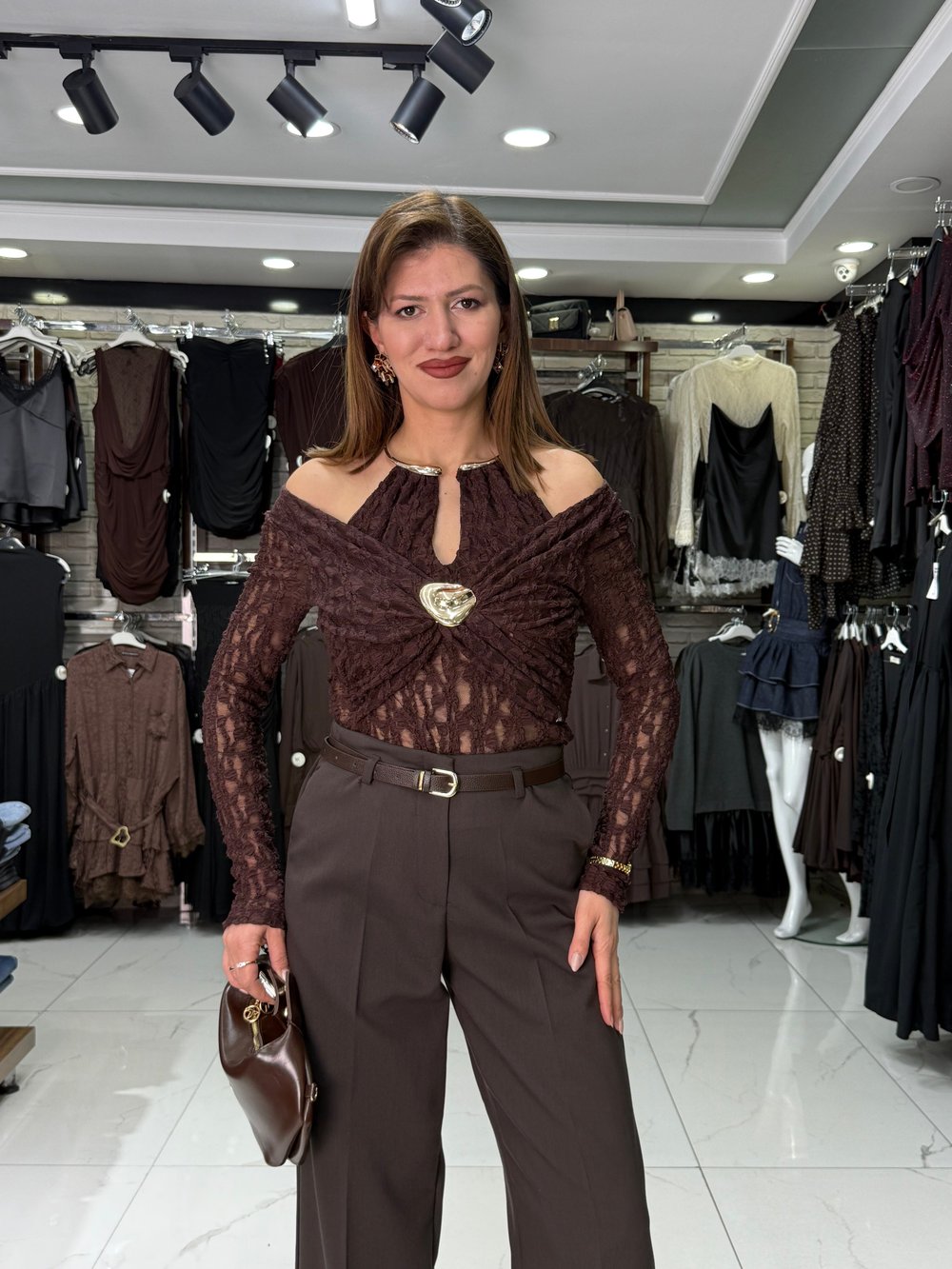 Double Paça Acı Kahve Palazzo Pantolon 