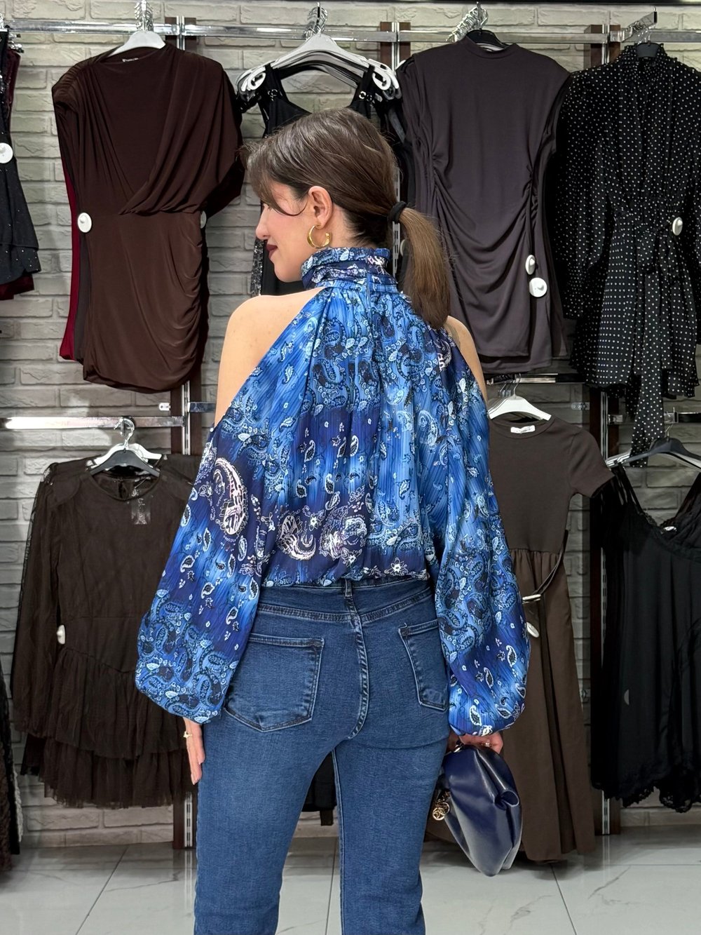 Mavi Şifon Bluz