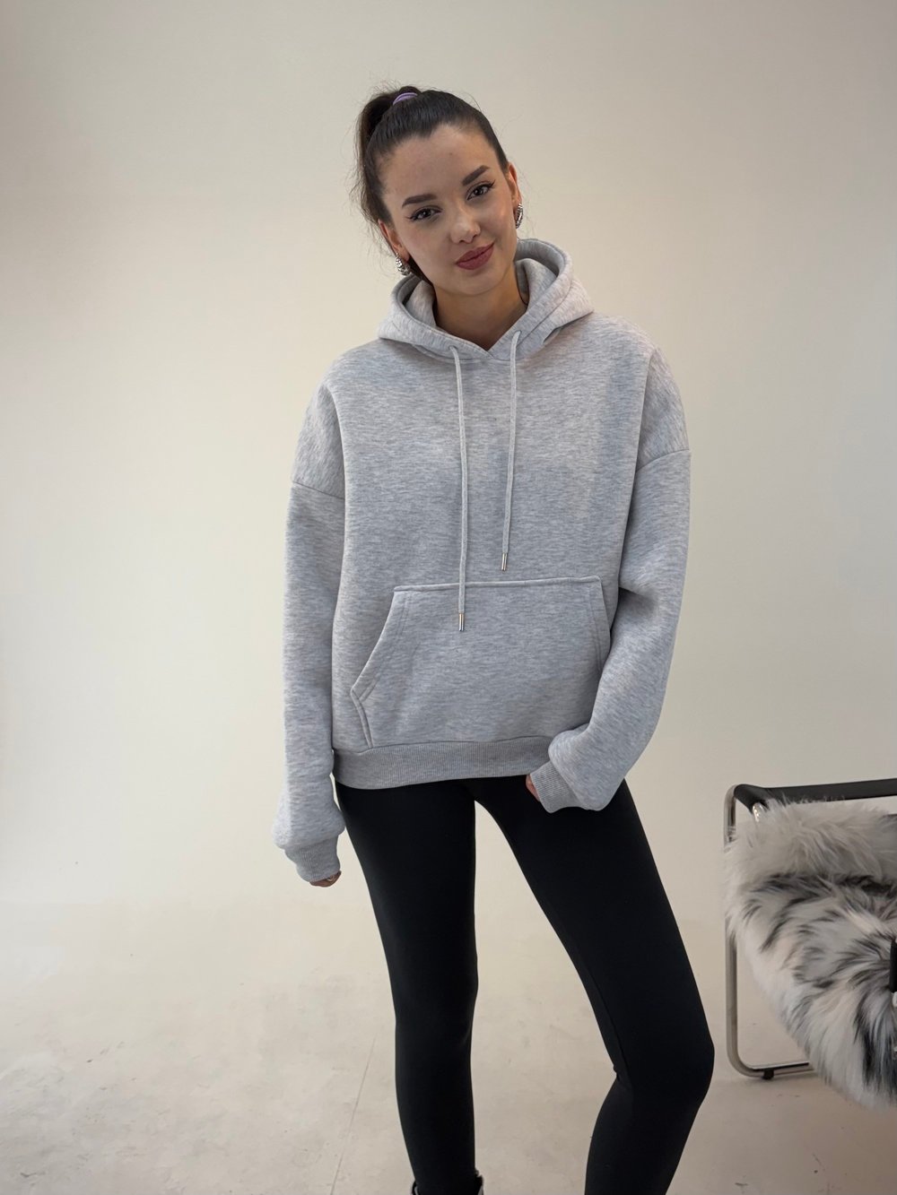 Gri Angel Taşlı Sweat