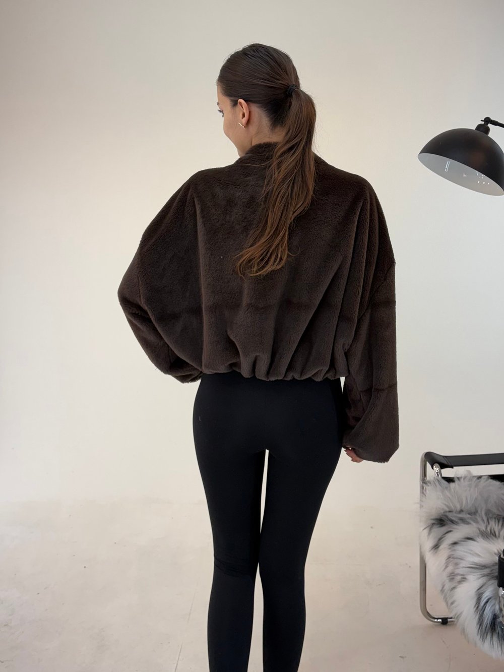 Kahve Bomber Eteği Lastikli Ceket