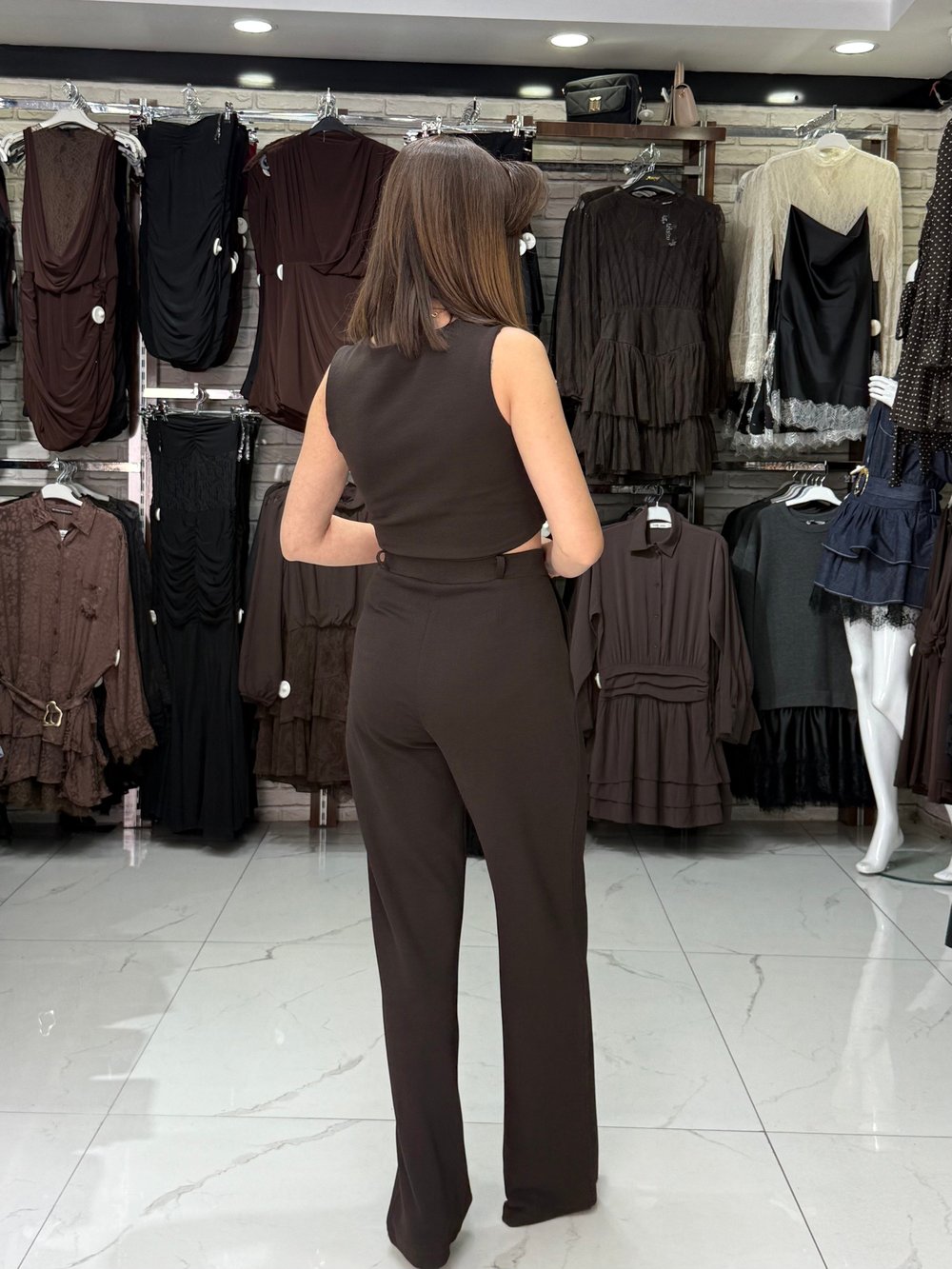 Kahve Yelekli Takım