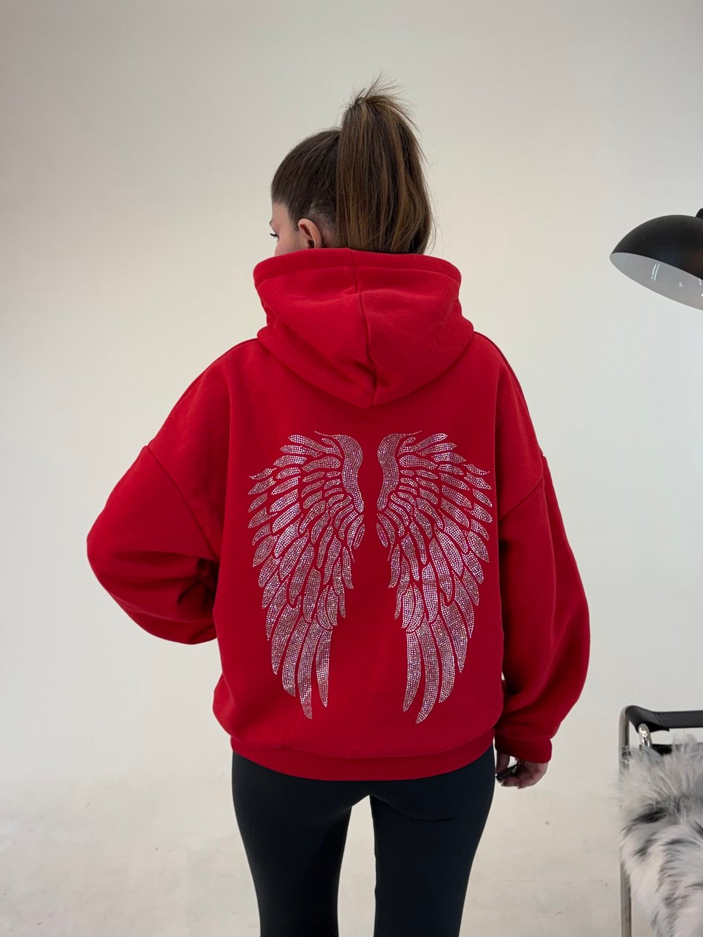 Kırmızı Angel Taşlı Sweat