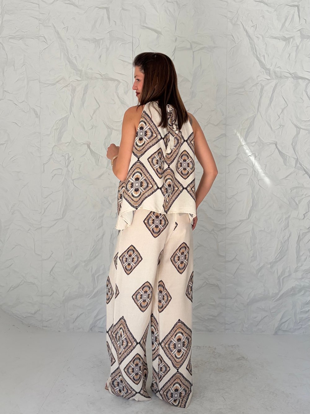 Lacivert Motif Desenli Pantolon Takım