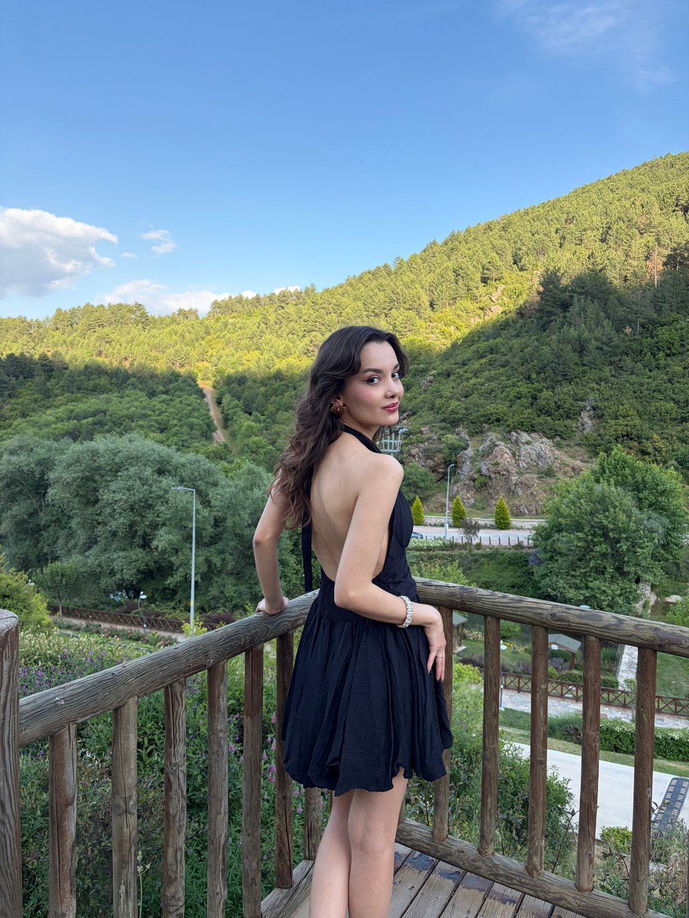 Siyah Keten elbise