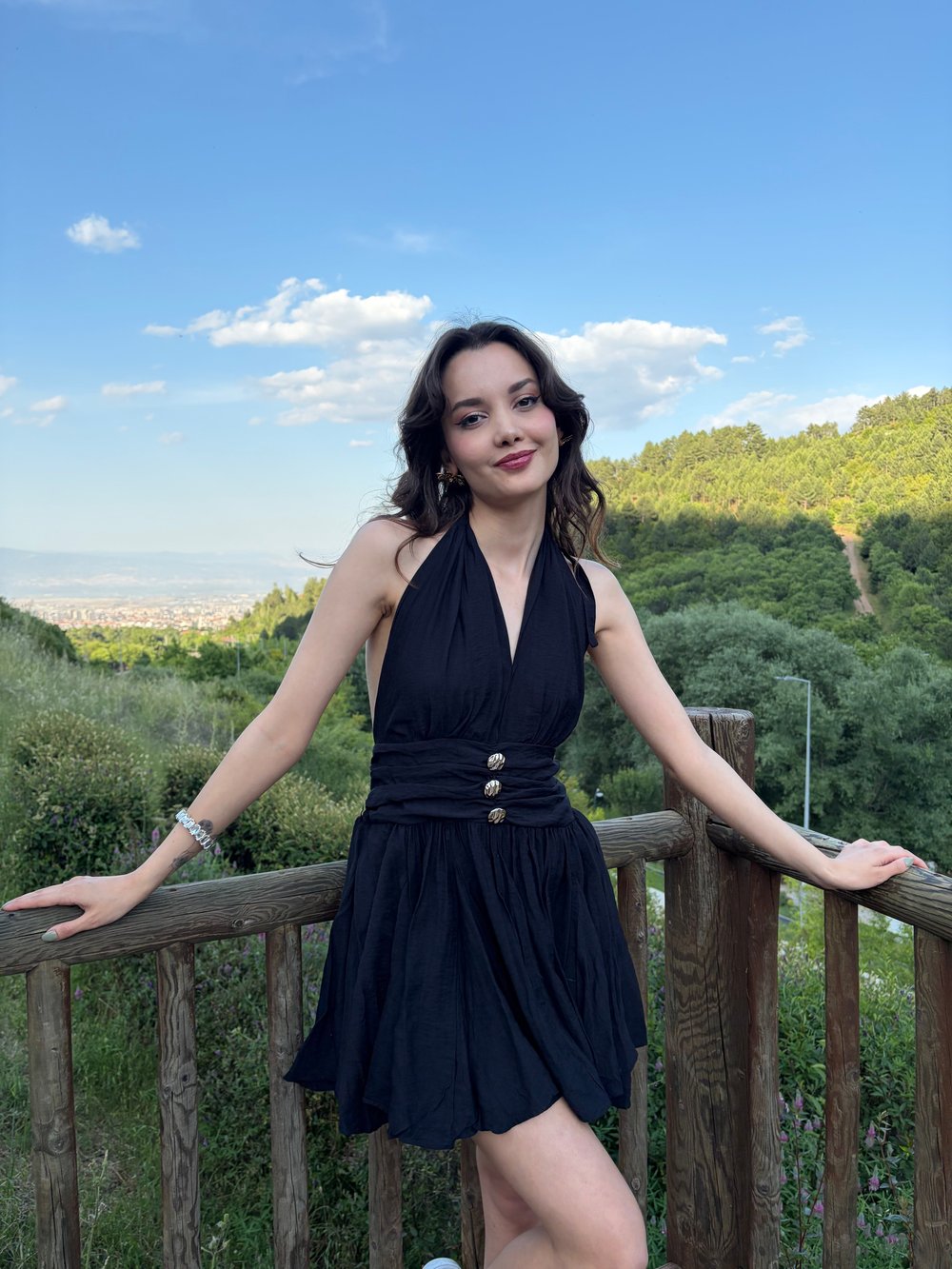 Siyah Keten elbise