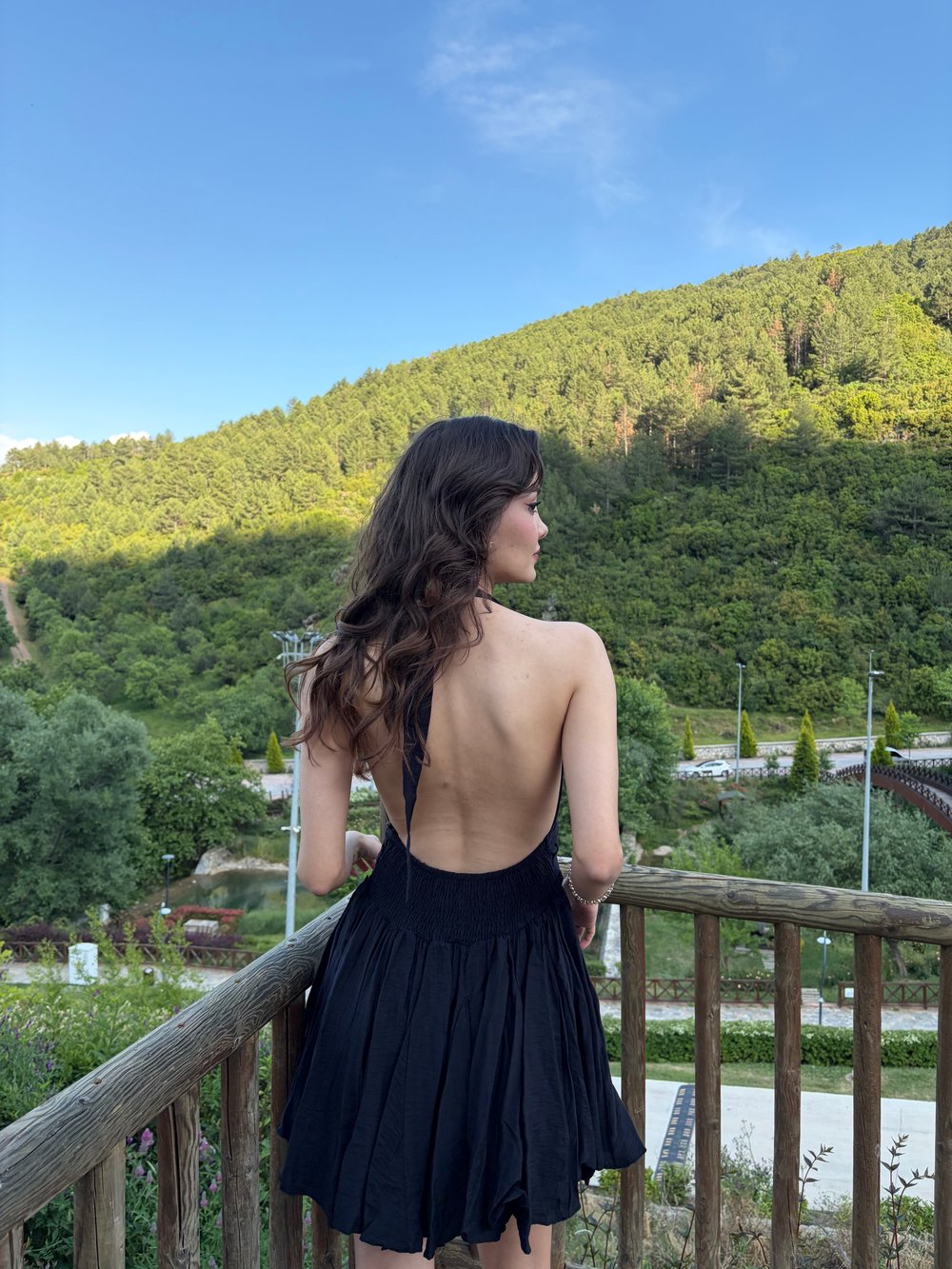 Siyah Keten elbise