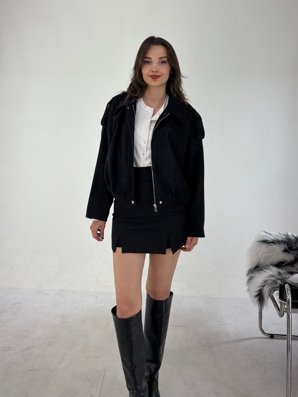 Siyah Modal Bomber Mont