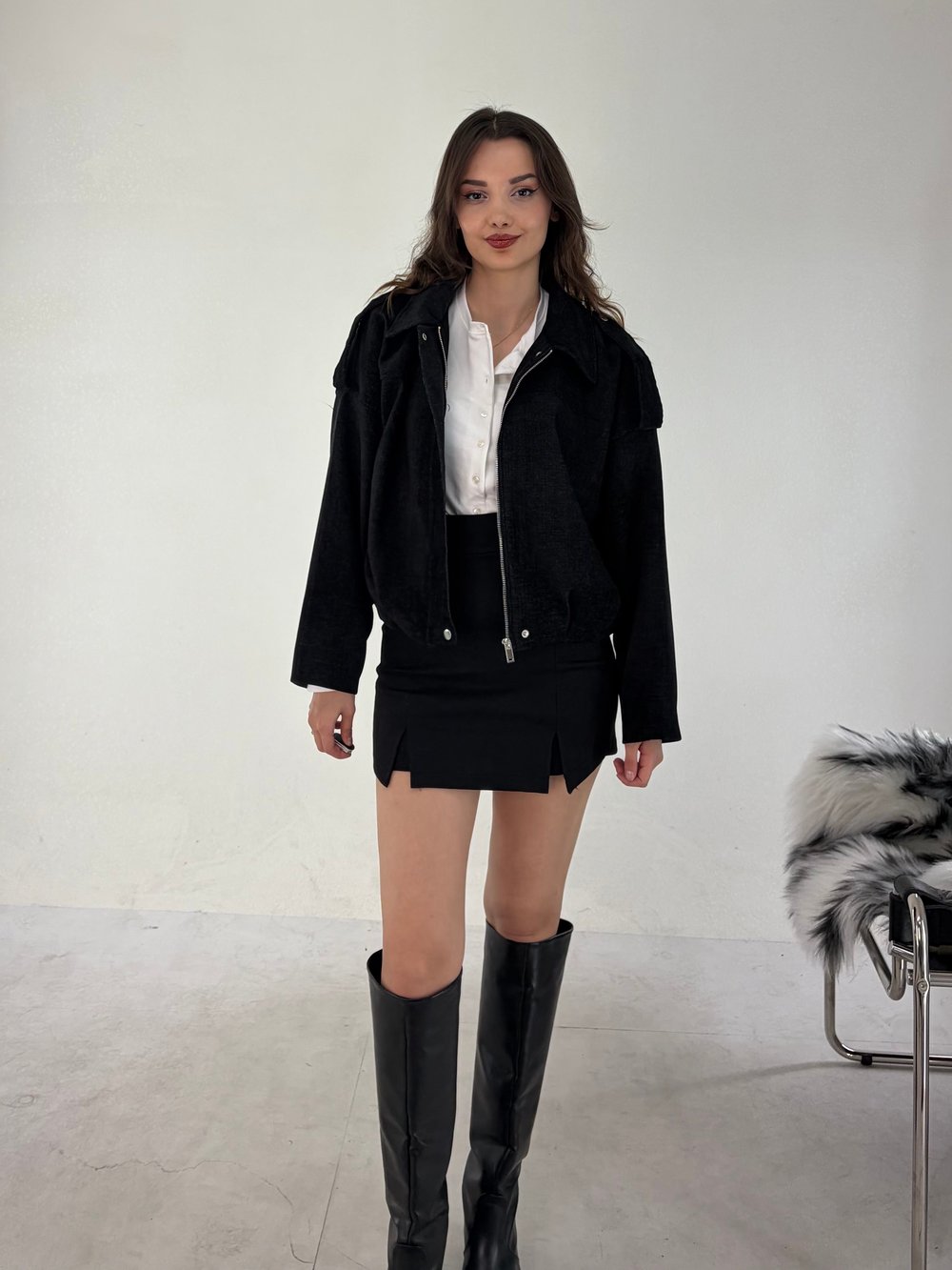 Siyah Modal Bomber Mont