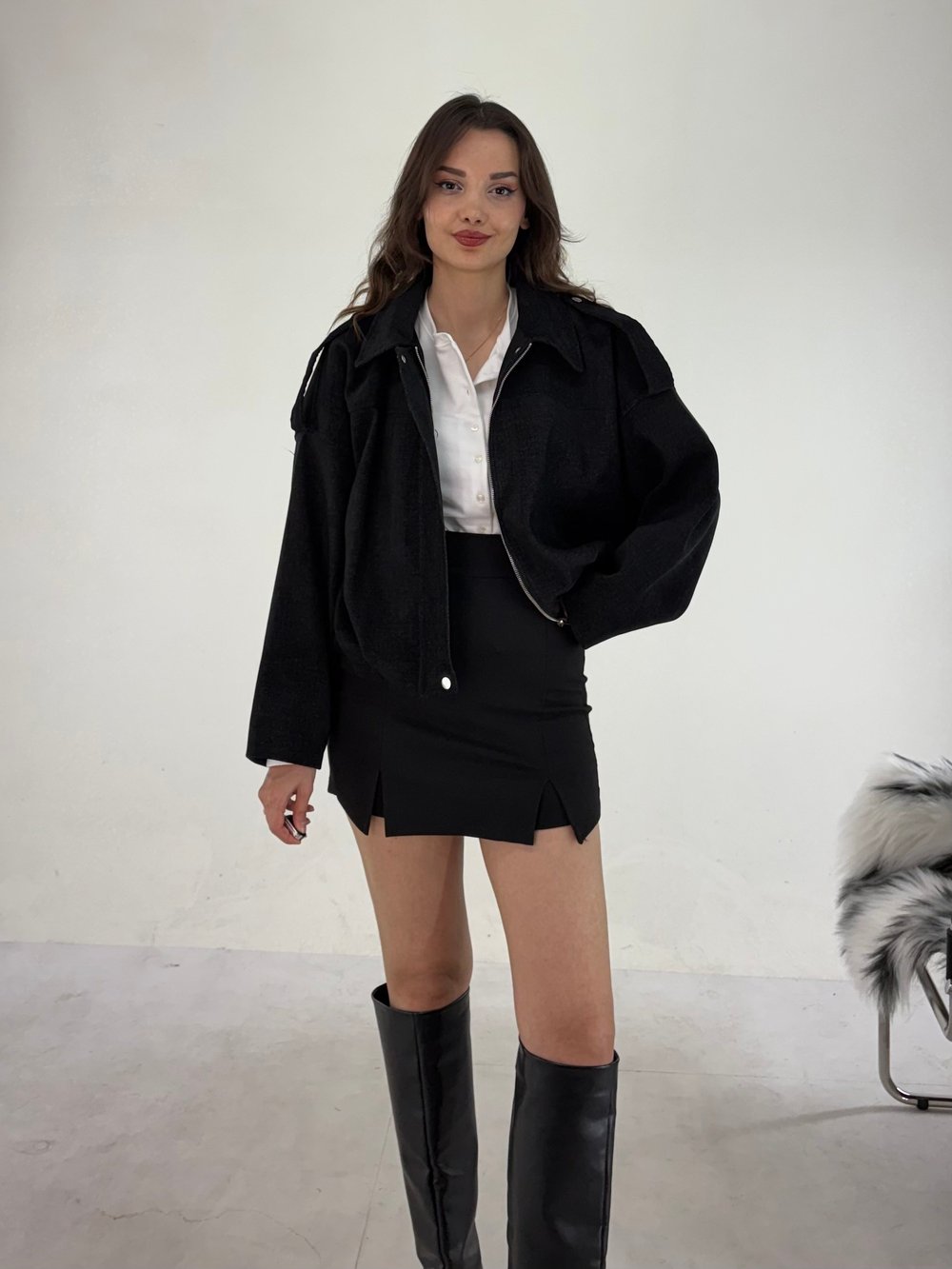 Siyah Modal Bomber Mont